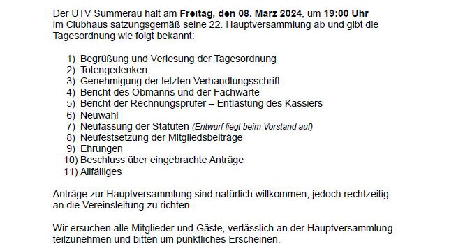 Jahreshauptversammlung 08.03.2024